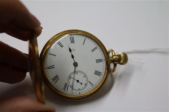 An 18ct gold half hunter keyless lever pocket watch, by John Walker, London.